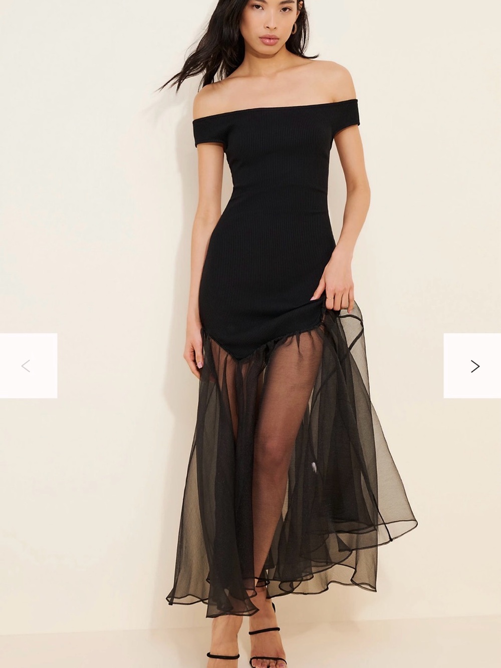 Black Ribbed Organza Dress